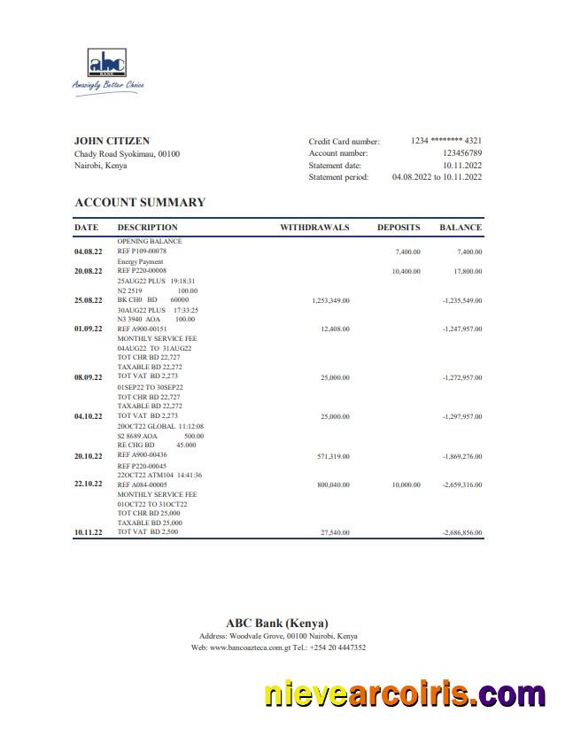 Kenya ABC bank statement xls